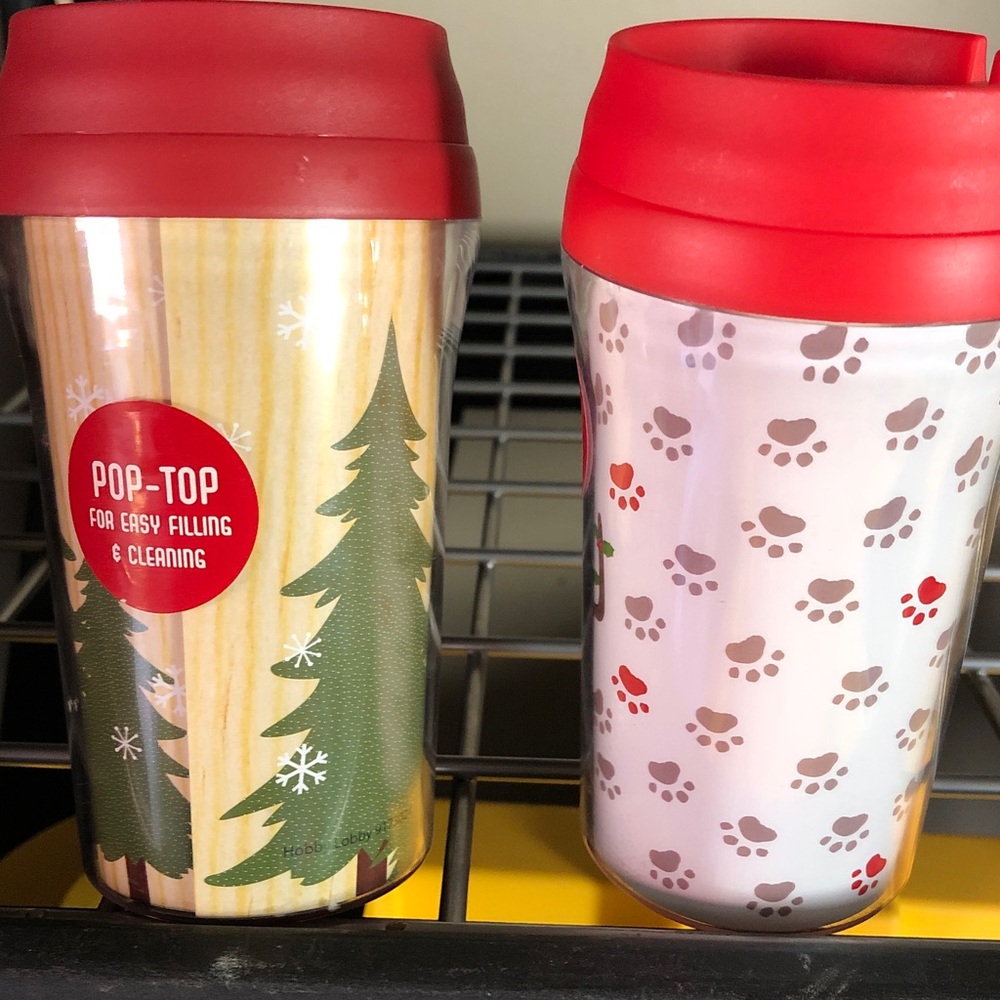 Two Hobby Lobby 8oz travel mugs NWOT, discounted shipping